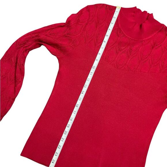 Jessica Simpson Women’s Vibrant Red Cable Knit Sweater Size XL - Picture 8 of 11